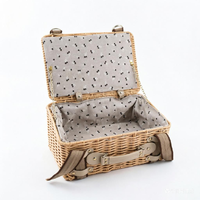 Meilleur ensemble de pique-nique de luxe, grand panier en jonc de mer bleu pour la famille, panier de rangement en résine pour le camping, pour aliments, option économique pour le pique-nique
