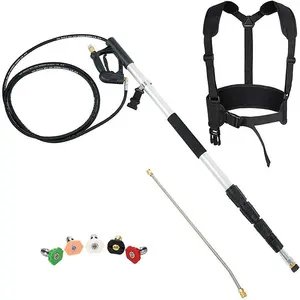 Telescoping Pressure Washer Extension Wand, Commercial Grade Gun, Wands with Adjustable Strap Belt and 5 Nozzles, 4000 PSI