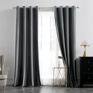 Cortinas de veludo para sala de estar, cortina para apagão, cor sólida, para janela