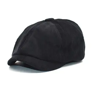 Hiver Couleur Solide Casquette Octogonale Homme Casquette de <span class=keywords><strong>Peintre</strong></span> Britannique Newspaper Boy Hat Women Corduroy Beret - Product Image 6
