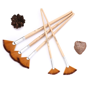 Zhuting Simple Style ventilateur <span class=keywords><strong>aquarelle</strong></span> <span class=keywords><strong>pinceau</strong></span> ensemble 5 pièces en bois Nylon cheveux Art pinceaux pour la peinture - Product Image 4