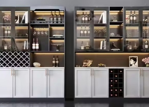 Buffet de luxe en bois avec panneau pour vin, meuble de salon - Product Image 2