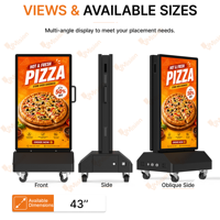 Pantalla Digital Exterior de 43 Pulgadas de Doble Cara con Batería, IP65, 2000 Nits, Pantalla Móvil de Publicidad con Ruedas