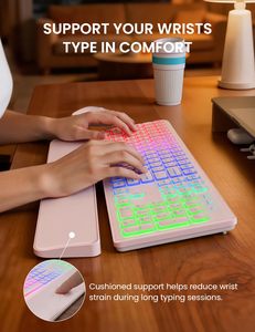 ชุดคีย์บอร์ดและเมาส์ไร้สาย RGB Backlit แบบชาร์จได้ รูปทรงตามหลักสรีรศาสตร์ ขนาดเต็ม 2.4GHz สำหรับเดสก์ท็อป แล็ปท็อป และสำนักงาน - Product Image 2