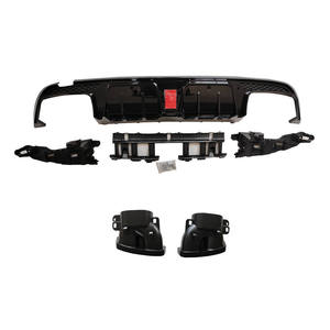 Difusor estilo <span class=keywords><strong>Babus</strong></span> W205, sistema de frenos antibloqueo, difusor de parachoques trasero con punta de escape de labio trasero negro brillante para Mercedes W205 - Product Image 1