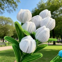 Tige de fleur de tulipe en feutre coloré faite à la main, pour bricolage, cadeau, vase, décoration florale pour la maison et les mariages, vente en gros