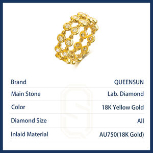 Queensun แหวนเพชร60จุดสีทอง18K วินเทจได้รับการรับรอง IGI 10g พับสไตล์ศาลฝรั่งเศส - Product Image 6