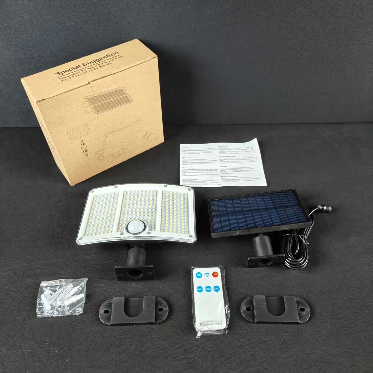Solar Led Wall Lamp Powered Garden Lights Outdoor Yard Decor Garage Light Control Security Flood Waterproof