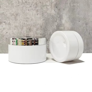 White 100ml-200ml PET Wide Mouth <b>Plastic</b> Cosmetic <b>Jars</b> for Lipstick Skin Care & Body Cream with Custom Logo - Product Image 1