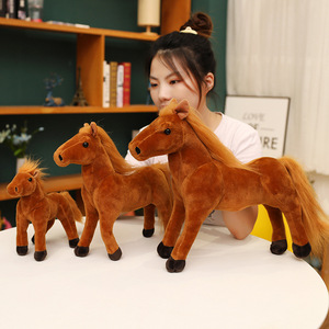 Peluche Cheval Douce de Haute Qualité, Noir, Blanc, Marron, Animal de Ferme, Cadeau pour les Chaînes de Magasins - Product Image 3