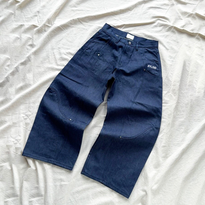 Jean baggy en denim bleu épais 14oz 15oz, coupe large, taille mi-haute, style streetwear de créateur - Product Image 2