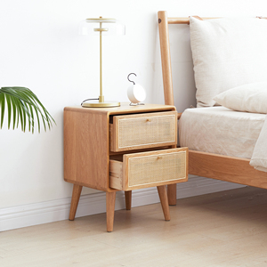 Solid Wood Modern Simple Nightstand with 2 Drawers for Bedroom Apartment Hotel Use - Product Image 4