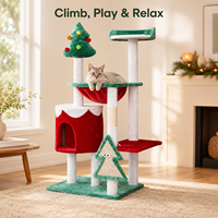 Arbre à chat personnalisable pour les fêtes avec condo, hamac et poteau à gratter en sisal pour plusieurs chats, logo et couleur personnalisés, OEM ODM