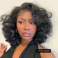 Wig Bob Grosir Kepadatan Tinggi 13x4 Lace Frontal Wig Rambut Asli Double Drawn Bouncy Curl Closure Wig Bob Pendek untuk Wanita