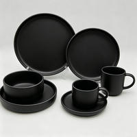 Service de vaisselle en grès 24 pièces pour 6 personnes – Assiettes modernes, assiettes à salade, assiettes creuses, bols à soupe, mugs – Logo personnalisé