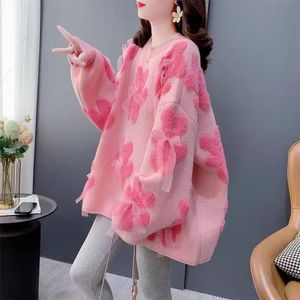 เสื้อสเวตเตอร์สไตล์เกาหลีความยาวปานกลางสำหรับผู้หญิง เสื้อไหมพรมคอวีทรงหลวมแฟชั่นใหม่สำหรับฤดูใบไม้ร่วง/ฤดูหนาว - Product Image 1