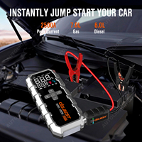 Démarreur de voiture portable 21-en-1 et gonfleur de pneus, 2500A de pointe, 21800mAh, QC18 Type-C, batterie d'urgence