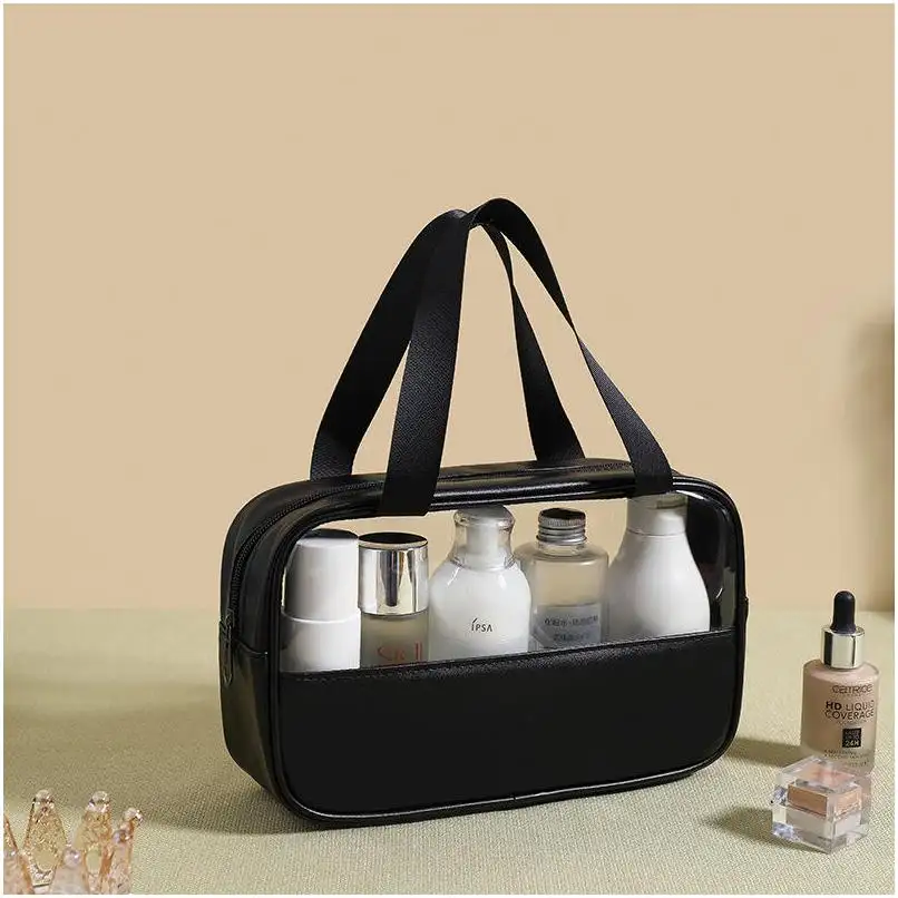 Maquiagem Travel Bag Bolsa de Tote Profissional Com Espelho Led Sublimação Pu Couro Atacado Limpar Algodão Impresso Essentials Bag