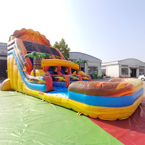 Dual lane outdoor kids party boounce house waterslide jumpers <b>inflatable</b> lava volcano <b>water</b> <b>slide</b> - Product Image 4