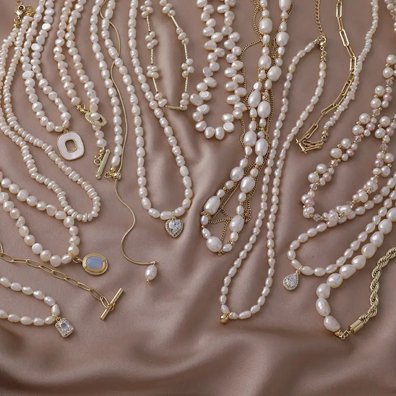 Gioielli coreani di alta qualità barocco perle d'acqua dolce perline girocollo francese vintage geometrico cuore zircone collane con ciondolo donna