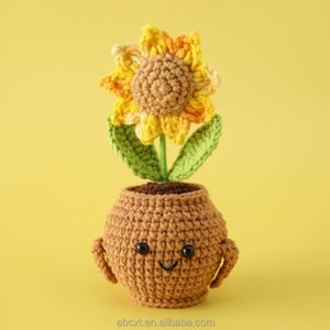 Flores Artificiales Tejidas a Mano, Girasol de Ganchillo Positivo en Maceta para Navidad y Acción de Gracias - Product Image 3
