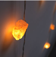 Guirlande lumineuse en pierres de cristal, améthyste, roche brute, puissance de la batterie intérieure, chaîne de sel pur de l'himalaya