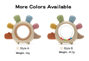 Mordedores de silicona para bebés de madera con forma de dibujos animados personalizados, juguetes de dentición de silicona sin BPA para bebés de 0 a 12 meses - Product Image 3