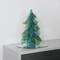 Светодиодное освещение, вращающаяся акриловая елка, Рождественское украшение, праздничный подарок на заказ, стойка в форме рождественской елки из оргстекла лазерной резки