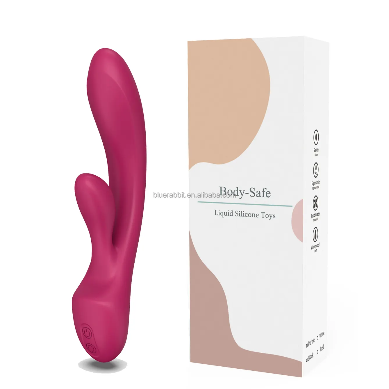 Bluerabbit có thể sạc lại chất lỏng Silicone Vibrator bán buôn màu hồng đậm im lặng g-spot Rabbit Vibrator với 12 chế độ không thấm nước