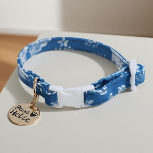Collier moderne de luxe élégant en coton pour petit chien, confortable et durable, motif imprimé à la mode, caractéristiques personnalisées, vente en gros OEM ODM - Product Image 1