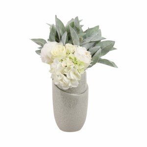 Vaso in Ceramica Moderno Arrotondato con Dettaglio a Bordo Stratificato per Esposizione Decorativa in Soggiorno - Product Image 2