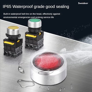 Interruptores de Botón Pulsador Iluminados de 22mm con Retorno Automático, Encendido/Apagado, Impermeables, con Bloqueo, Planos, Redondos, Mecánicos - Product Image 2