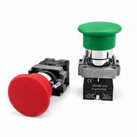 Interrupteur à bouton-poussoir champignon 22 mm IP65 en alliage de zinc, momentané, rouge et vert, pour armoire de commande industrielle