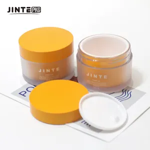 Wholesale Empty Cosmetic 50g Customized Orange Container Double Wall Pot Jar For Cream Products Packaging