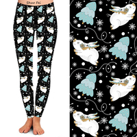 Leggings de yoga de cintura alta para mujer, estampado de ángel y cerdo navideño, ajustados, con gráfico de bosque nevado, pantalones de entrenamiento, ropa deportiva