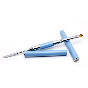 Double-Ended French Liner Gel Builder Nail Brush Gradient Flat Brush Metal Spatula for <b>Polish</b> Drawing - Product Image 3