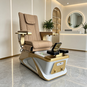 Fauteuil de pédicure massant moderne pour salon de manucure et spa, avec bain de pieds en verre coloré, fauteuil de pédicure inclinable pour institut de beauté - Product Image 1
