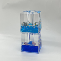 Porte-stylo à sable mouvant sur le thème de l'océan, en acrylique transparent avec figurines flottantes de pingouin et de dauphin, organisateur de papeterie de bureau