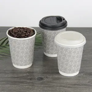 뚜껑이있는 방수 친환경 패스트 푸드 포장 용기 뜨거운 마시는 일회용 종이 커피 컵