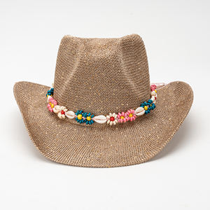 Sombrero de Paja Decorado con Conchas Pequeñas para Vacaciones en la Playa, Sombrero de Paja Fresco <span class=keywords><strong>y</strong></span> Moderno para Mujer, Sombrero Panamá Moderno para Hombre, Casual para las Cuatro Estaciones - Product Image 2