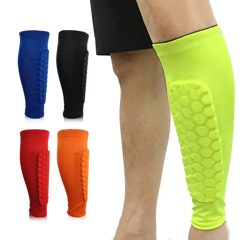 Custom adult kids soft honeycomb neoprene sport football soccer leg brace support shin pads guards calf compression sleeve
