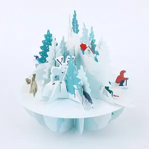 En gros Papier D'art De Luxe Décoration 3D Pop Up De Voeux De Vacances De Noël Cadeau Carte
