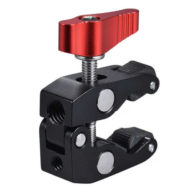 KEKAXI Red Crab Clamp with Black Aluminium Alloy UNC 1/4 and 3/8 Screw Hole for Magic Arm Photo Studio Accessories