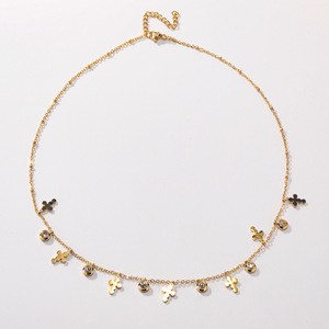<span class=keywords><strong>Bijoux</strong></span> transfrontaliers en gros Japon et Corée du Sud petit ins personnalité ensemble de croix à pois accessoires en <span class=keywords><strong>acier</strong></span> au titane - Product Image 1