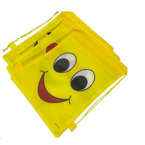Vente chaude drôle sac à dos de rangement jaune motif drôle sourire heureux visage sacs à cordon - Product Image 4