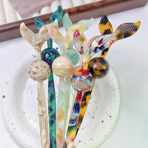 Qianjinは女性の女の子のためのカスタムヴィンテージヘアアクセサリーを受け入れますフィッシュテールシェイプセルロースアセテートヘアスティック - Product Image 5