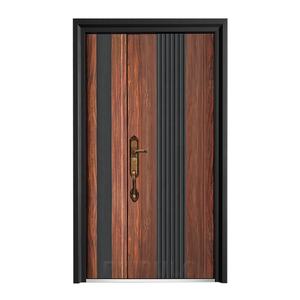 PPD Venta al por mayor Puerta de acero de seguridad con manija de metal Diseño de color marrón Puerta de hierro para casa - Product Image 5