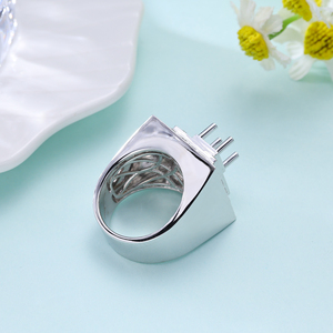Anillos de oro blanco macizo de 18 quilates hechos a mano para hombre, de lujo, con diamantes blancos naturales de alta calidad, semi-montados. - Product Image 2