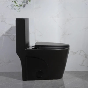 Inodoro de Una Pieza con Sifón Tornado, Montado en el Suelo, Superficie Lisa, WC, Certificado CUPC, Color Negro Mate para Baño - Product Image 4
