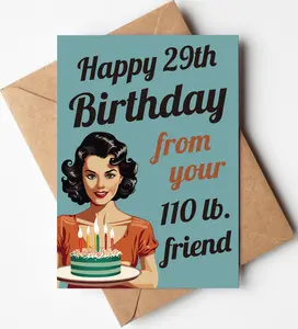 1pc, Fun Birthday Card For Your Best Friend, Happy 29th Birthday, From Your 110 Lb Friend, Birthday Gift, Cards, Unusual Items